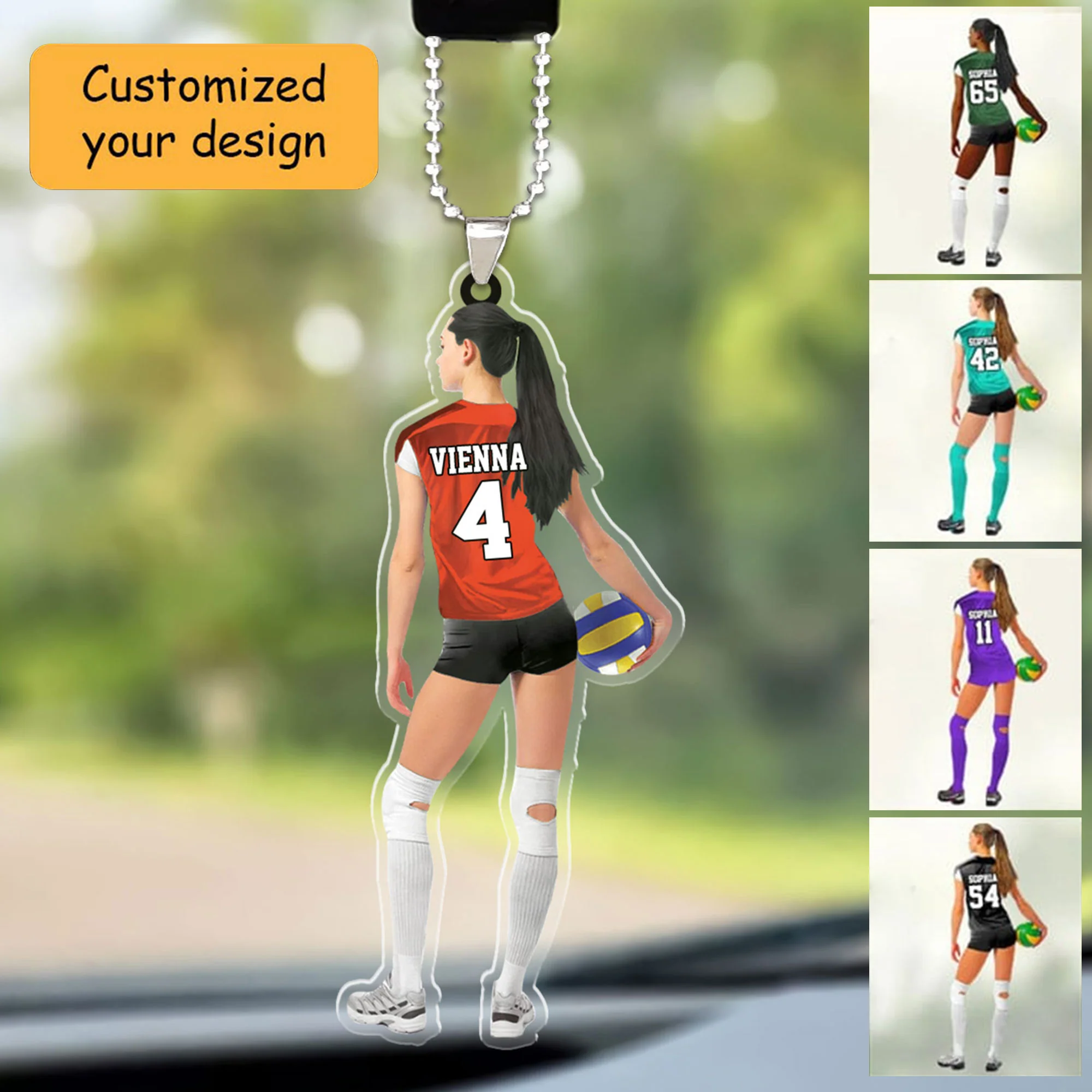 Custom Volleyball Christmas Car Ornament, Personalized Volleyball Girl Players Car Ornament For Volleyball Lover, Christmas, New Year - Image 2