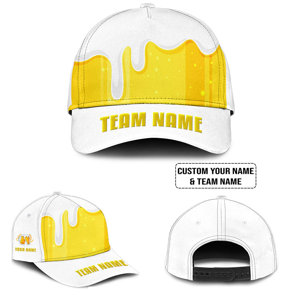 Custom Yellow White Beer Pattern Design Oktoberfest Beer Festival Performance Baseball Jersey - Image 6
