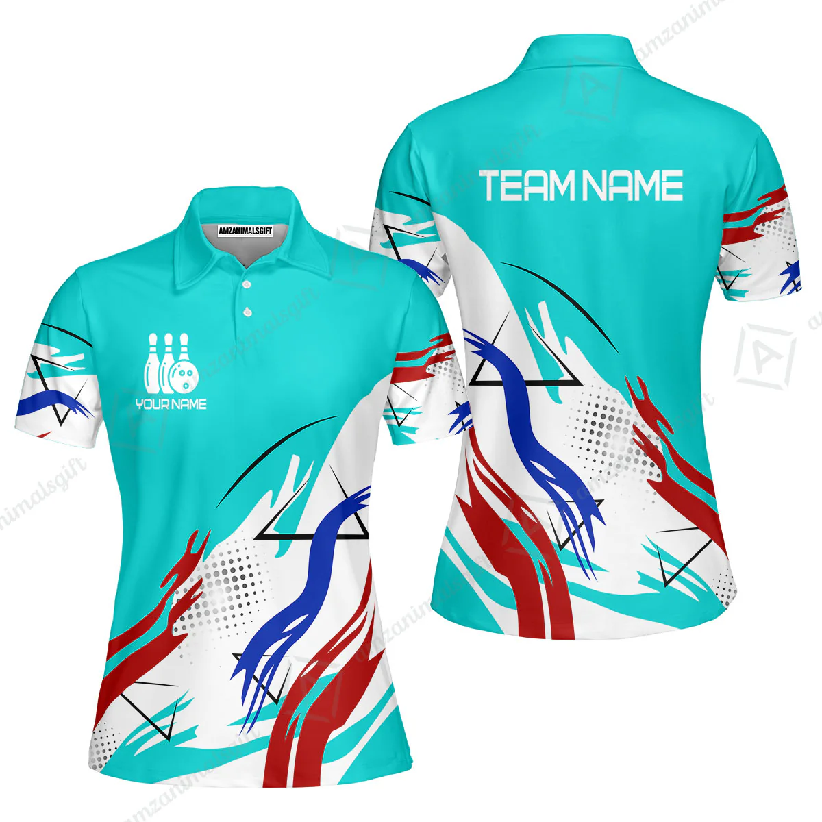 Customize Name, Team Name Bowling Jersey, Bowling Team Jersey Multicolor Polo Quarter-Zip Shirts, Custom Bowling Uniforms Jerseys - Image 12