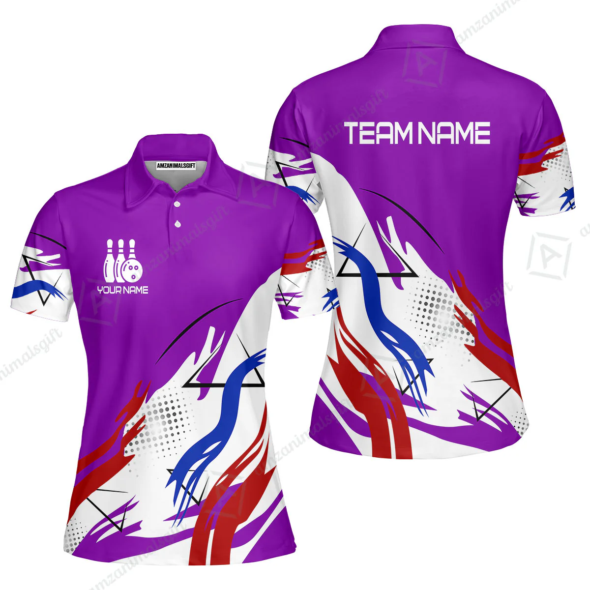 Customize Name, Team Name Bowling Jersey, Bowling Team Jersey Multicolor Polo Quarter-Zip Shirts, Custom Bowling Uniforms Jerseys - Image 16