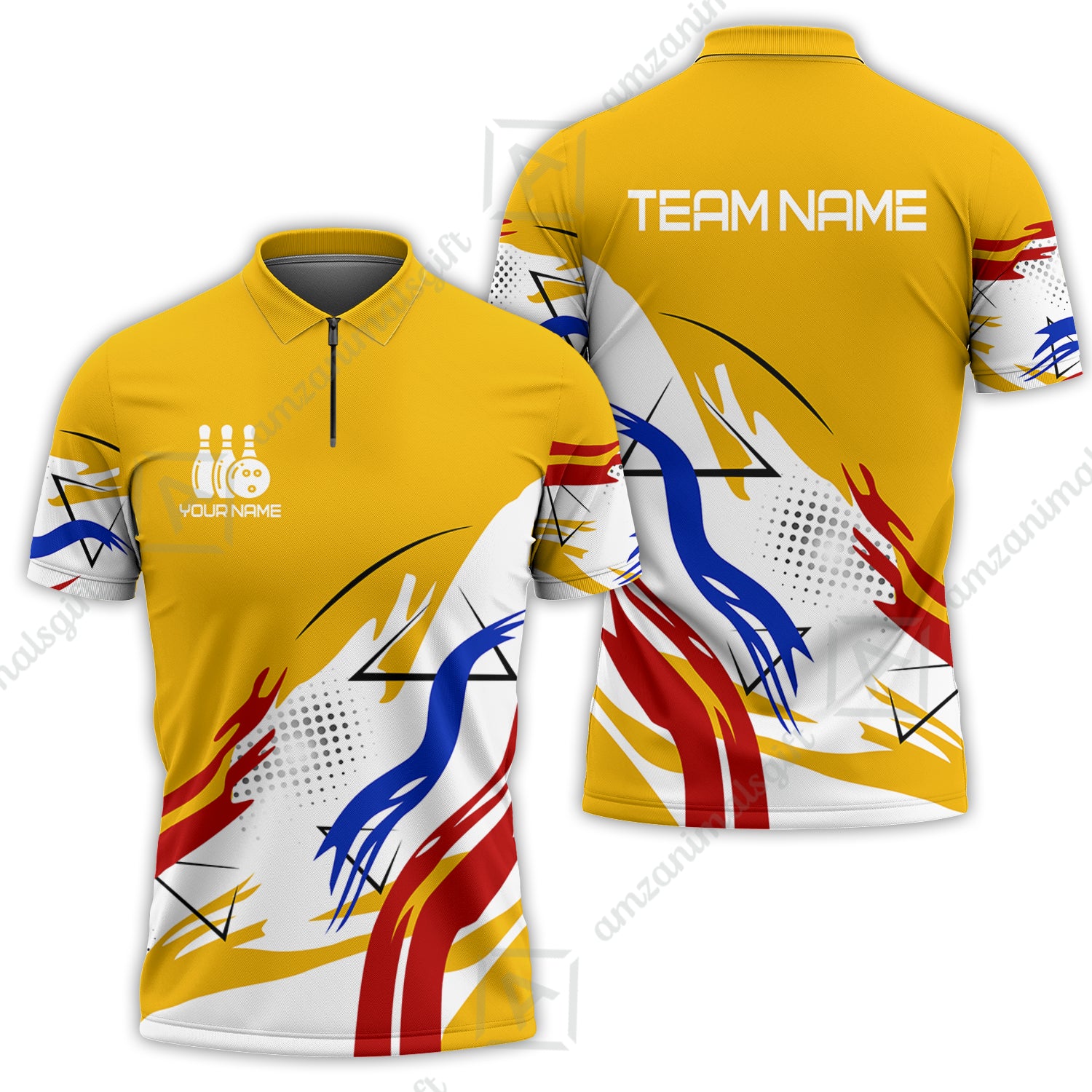 Customize Name, Team Name Bowling Jersey, Bowling Team Jersey Multicolor Polo Quarter-Zip Shirts, Custom Bowling Uniforms Jerseys - Image 25