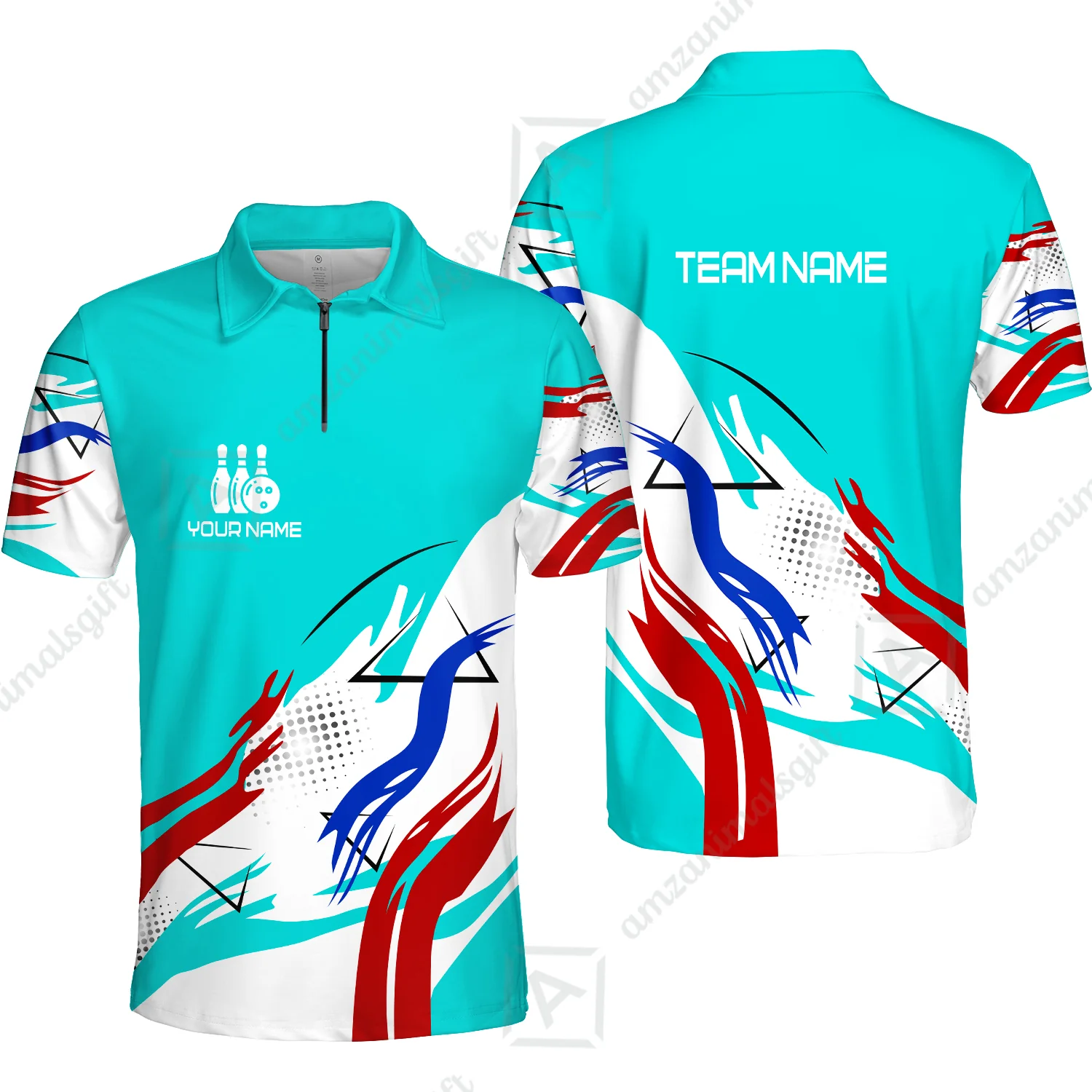 Customize Name, Team Name Bowling Jersey, Bowling Team Jersey Multicolor Polo Quarter-Zip Shirts, Custom Bowling Uniforms Jerseys - Image 28