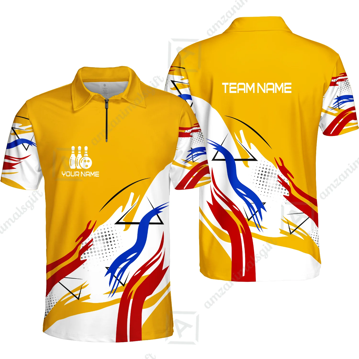 Customize Name, Team Name Bowling Jersey, Bowling Team Jersey Multicolor Polo Quarter-Zip Shirts, Custom Bowling Uniforms Jerseys - Image 31