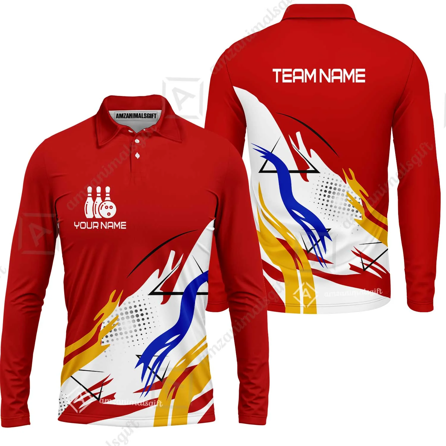 Customize Name, Team Name Bowling Jersey, Bowling Team Jersey Multicolor Polo Quarter-Zip Shirts, Custom Bowling Uniforms Jerseys - Image 37