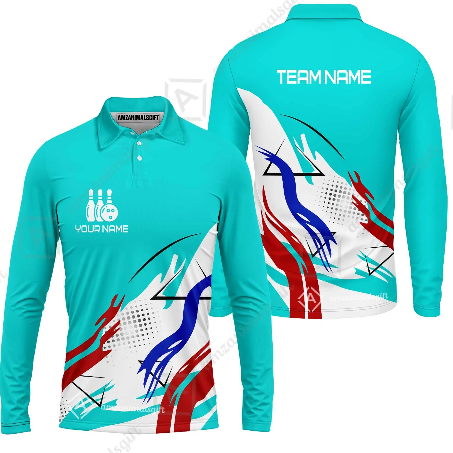 Customize Name, Team Name Bowling Jersey, Bowling Team Jersey Multicolor Polo Quarter-Zip Shirts, Custom Bowling Uniforms Jerseys - Image 38