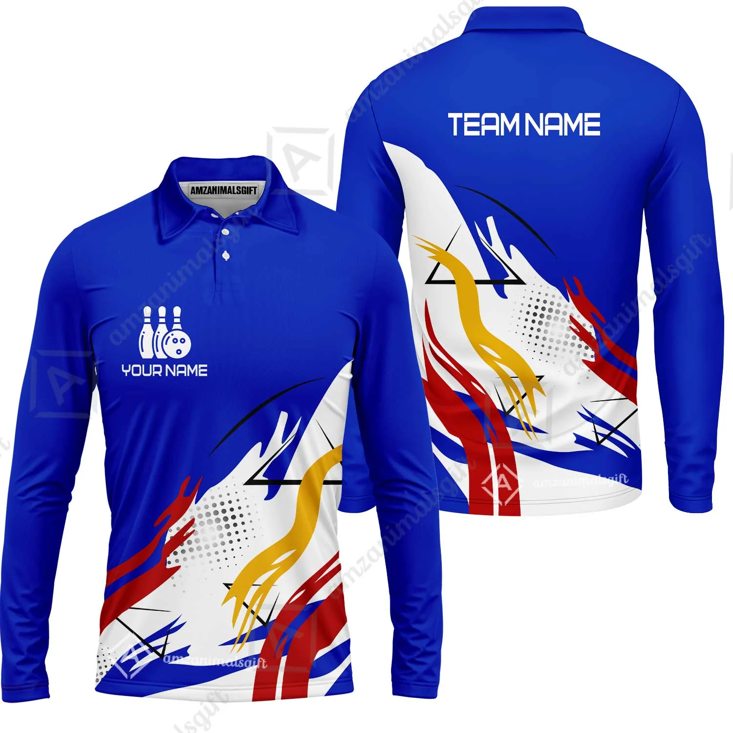 Customize Name, Team Name Bowling Jersey, Bowling Team Jersey Multicolor Polo Quarter-Zip Shirts, Custom Bowling Uniforms Jerseys - Image 40