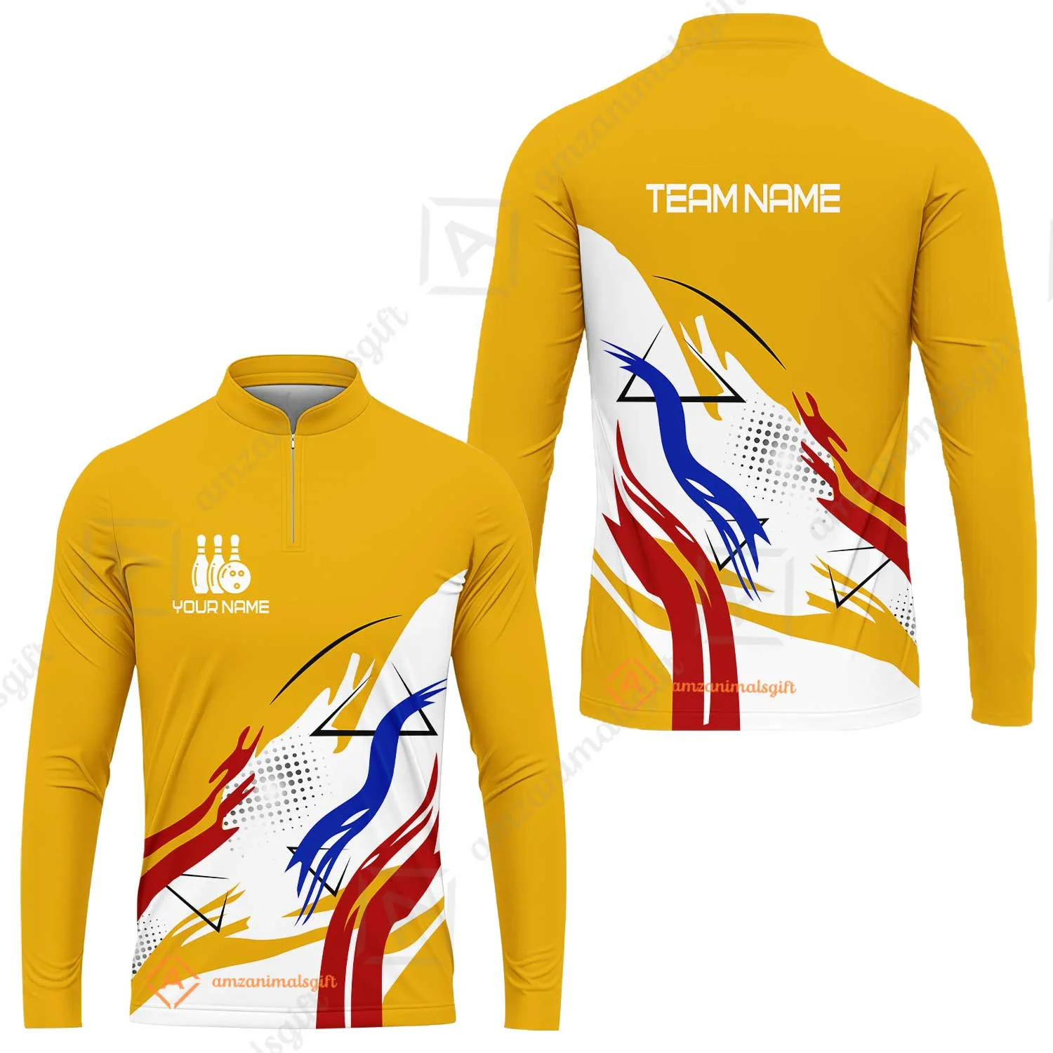 Customize Name, Team Name Bowling Jersey, Bowling Team Jersey Multicolor Polo Quarter-Zip Shirts, Custom Bowling Uniforms Jerseys - Image 46