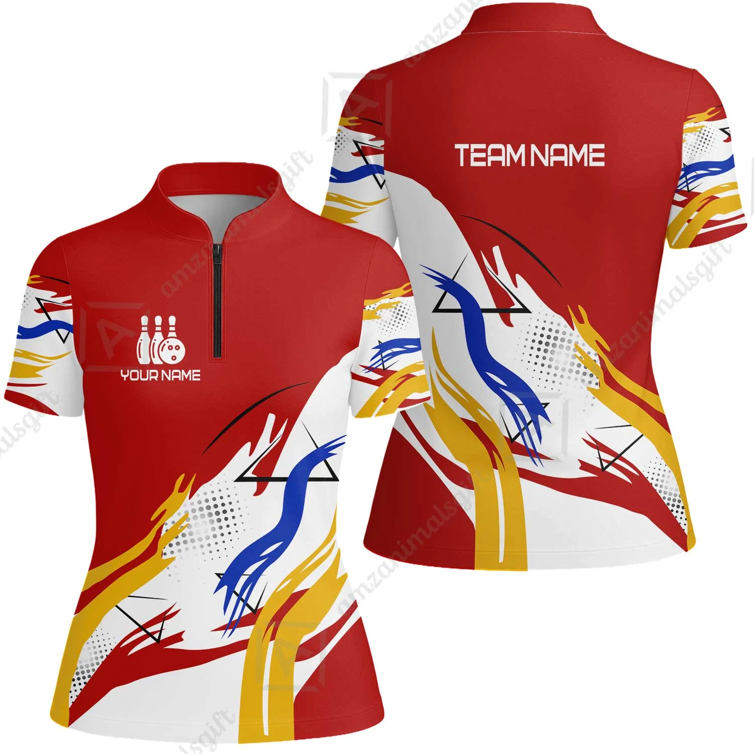 Customize Name, Team Name Bowling Jersey, Bowling Team Jersey Multicolor Polo Quarter-Zip Shirts, Custom Bowling Uniforms Jerseys - Image 62