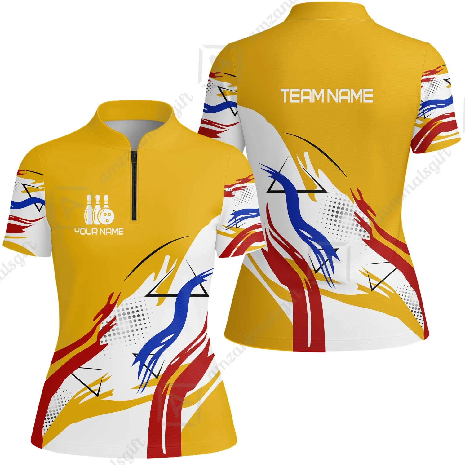 Customize Name, Team Name Bowling Jersey, Bowling Team Jersey Multicolor Polo Quarter-Zip Shirts, Custom Bowling Uniforms Jerseys - Image 66