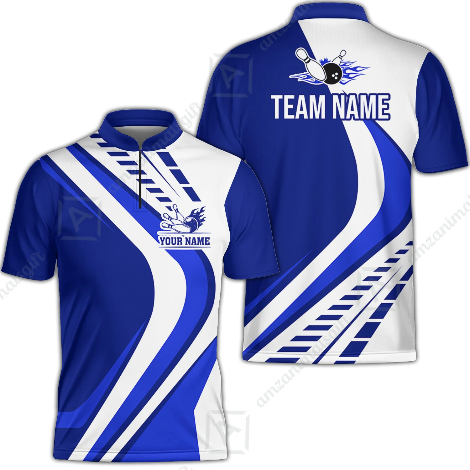 Customize Your Name, Team Name Bowling Jersey, Bowling Team Jersey Multicolor Polo Quarter-Zip Shirts, Custom Bowling Uniforms Jerseys - Image 2