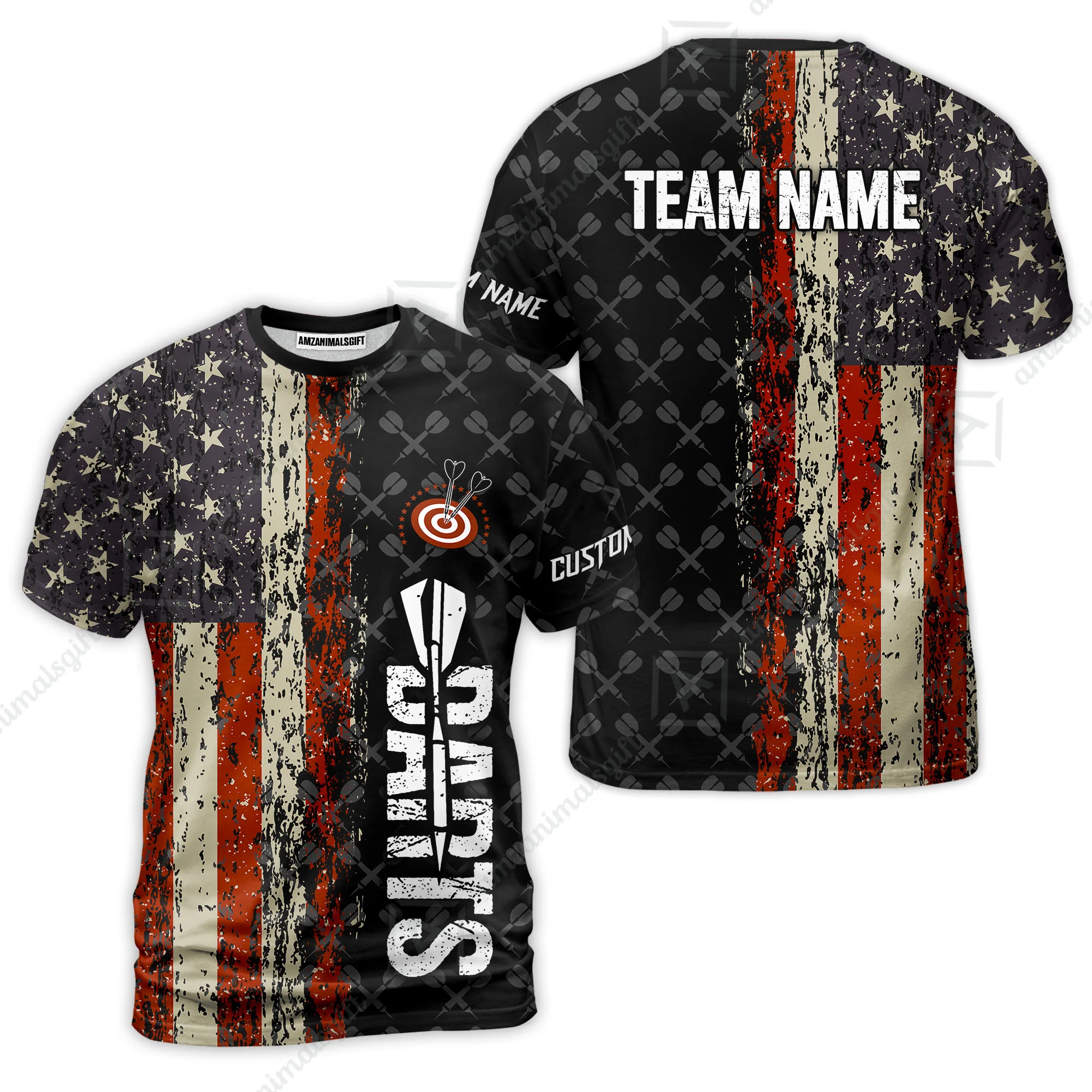 Customized American Flag Darts Polo Shirt, Darts Grunge Style Team Jersey Polo Shirt, Perfect Outfit for Darts Players - Image 3