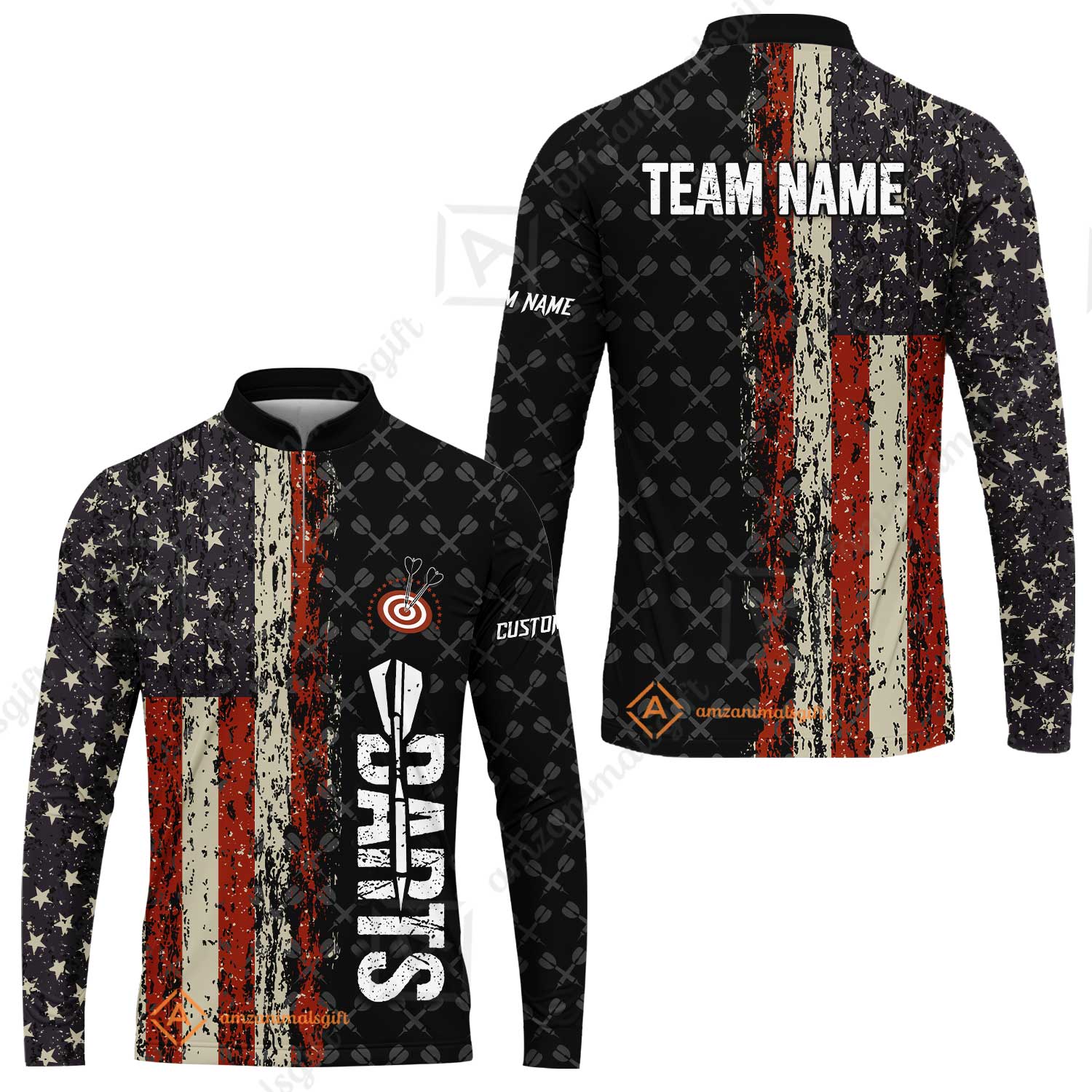 Customized American Flag Darts Polo Shirt, Darts Grunge Style Team Jersey Polo Shirt, Perfect Outfit for Darts Players - Image 7