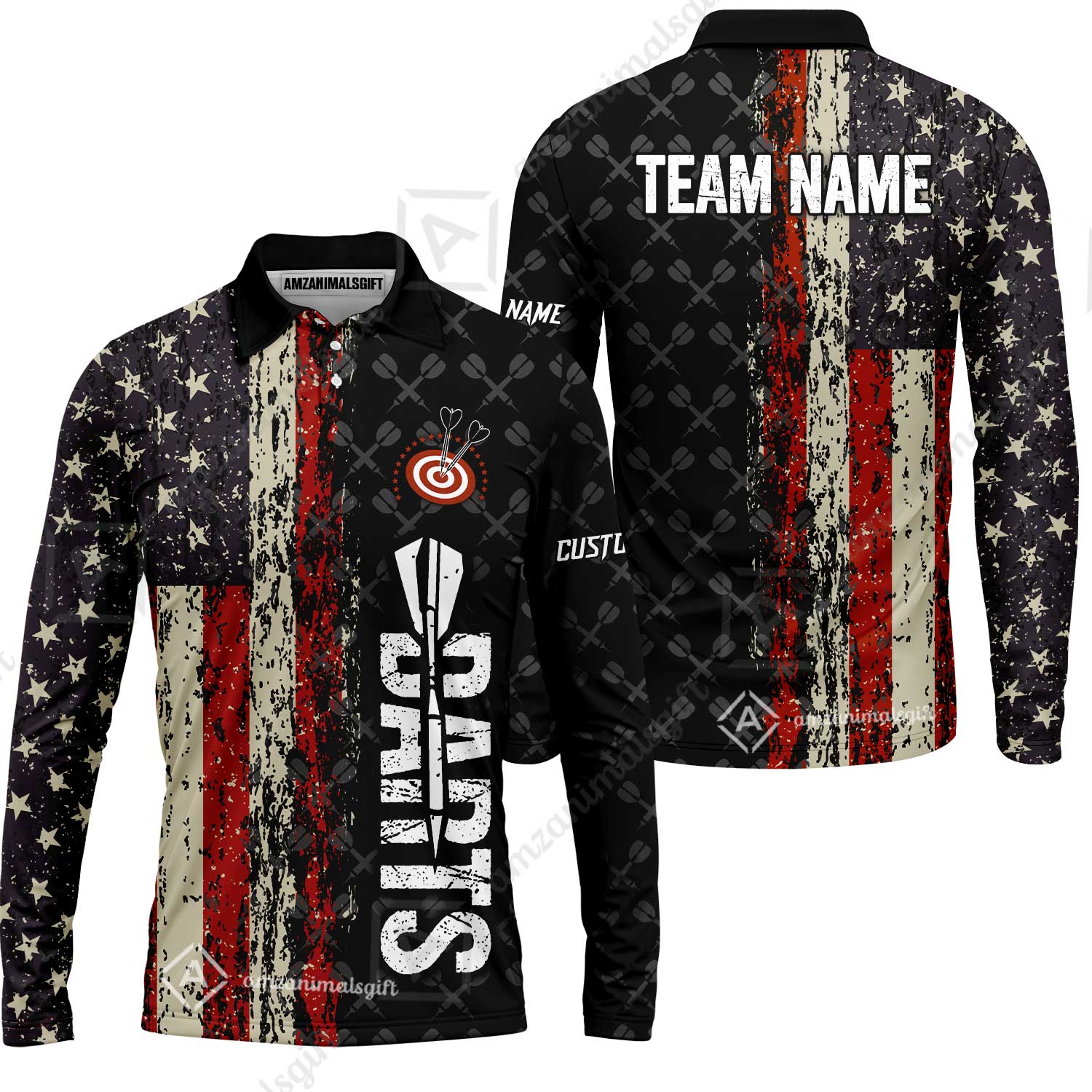 Customized American Flag Darts Polo Shirt, Darts Grunge Style Team Jersey Polo Shirt, Perfect Outfit for Darts Players - Image 8