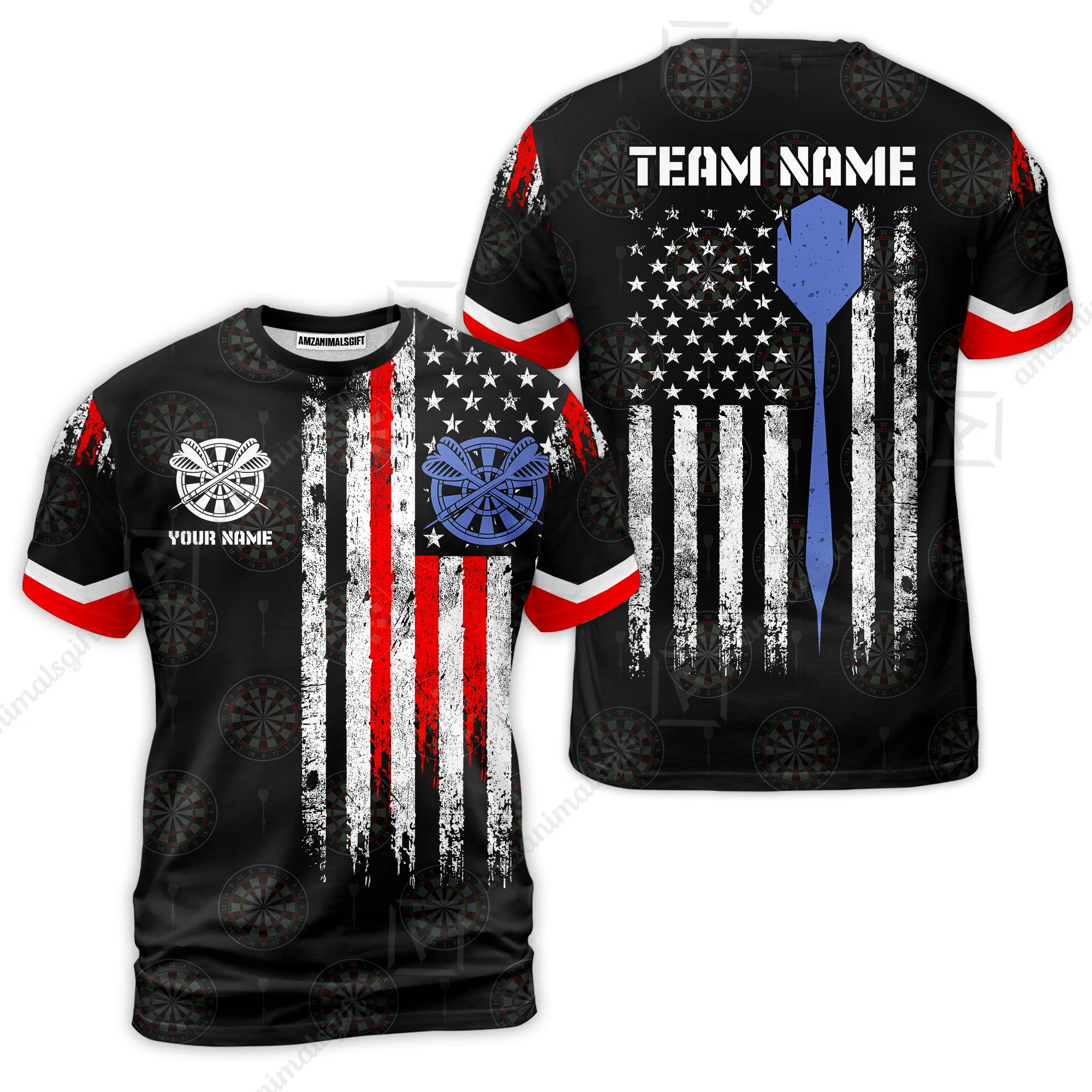 Customized American Flag Darts Polo Shirt, Darts Red White Blue Team Jersey Polo Shirt, Perfect Outfit for Darts Players - Image 4
