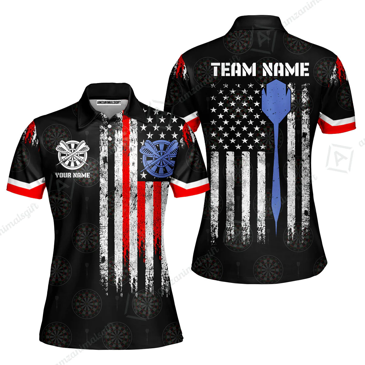 Customized American Flag Darts Polo Shirt, Darts Red White Blue Team Jersey Polo Shirt, Perfect Outfit for Darts Players - Image 5