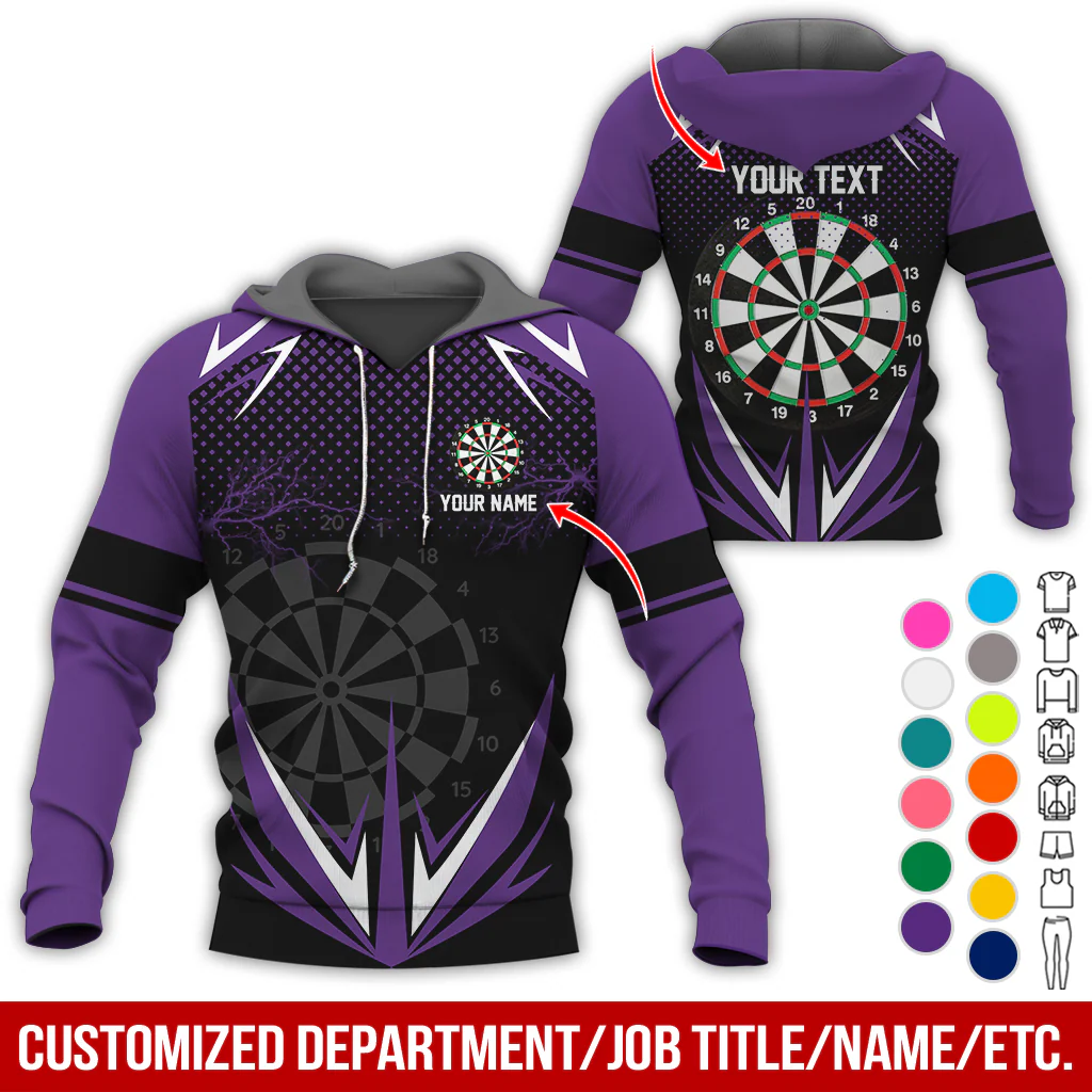 Customized American Flag Darts Premium Hoodie, Lightning & Spot Pattern Darts Hoodie, Perfect Gift For Darts Lovers, Friend, Family - Image 3