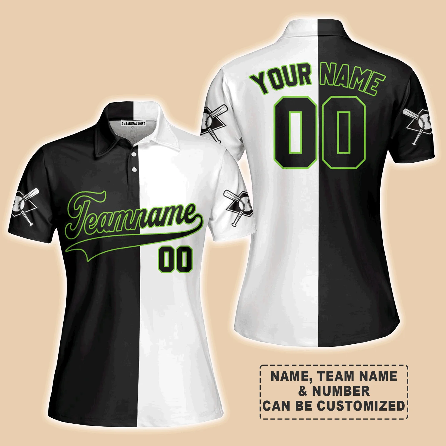 Customized Baseball Women Polo Shirt, Canada Baseball Logo Black White Custom Polo Shirt - Perfect Polo Shirt For Women, Baseball Lovers - Image 4