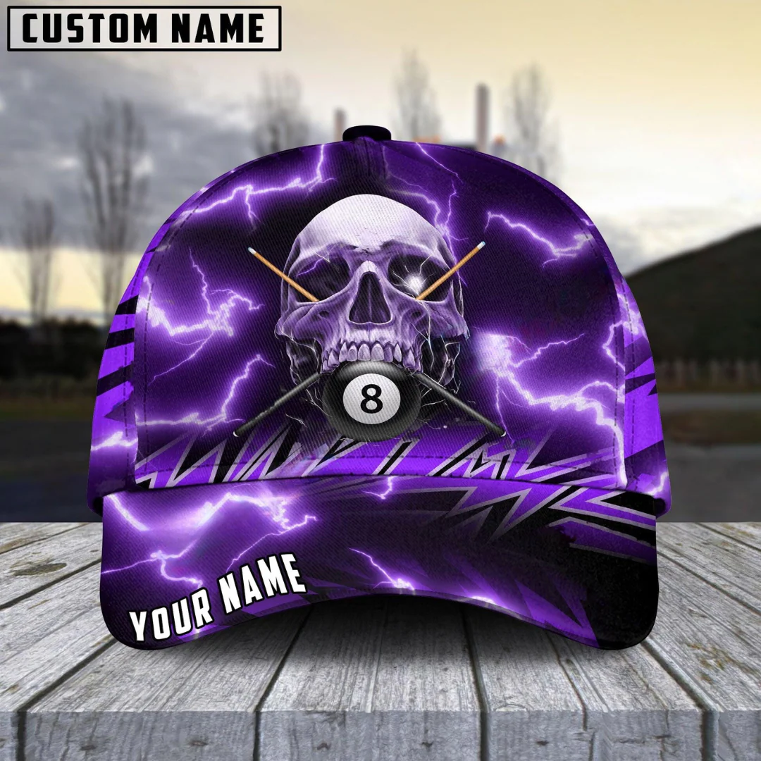 Customized Billiard Cap, Billiard Pool Ball 8 Deadly Thunder Skull Personalized Name 3D Hats, Best Billiard Pool Hat For Billiard Players (6 Colors) - Image 2