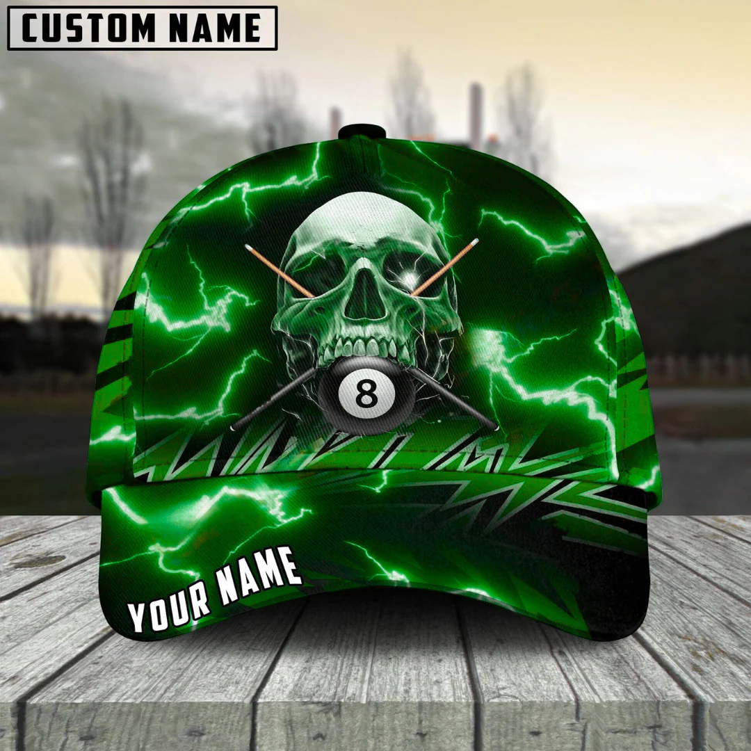 Customized Billiard Cap, Billiard Pool Ball 8 Deadly Thunder Skull Personalized Name 3D Hats, Best Billiard Pool Hat For Billiard Players (6 Colors) - Image 5