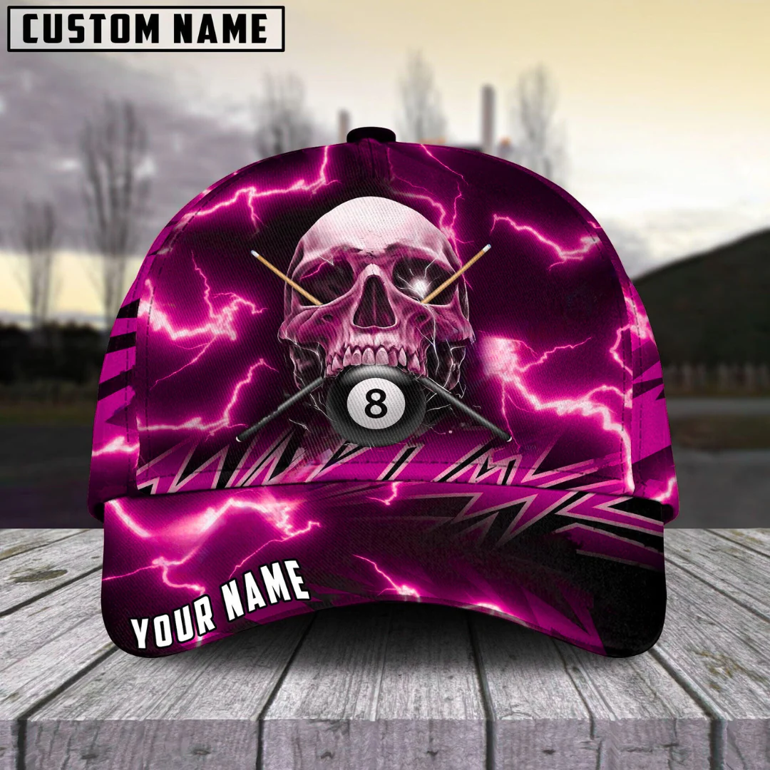 Customized Billiard Cap, Billiard Pool Ball 8 Deadly Thunder Skull Personalized Name 3D Hats, Best Billiard Pool Hat For Billiard Players (6 Colors) - Image 6