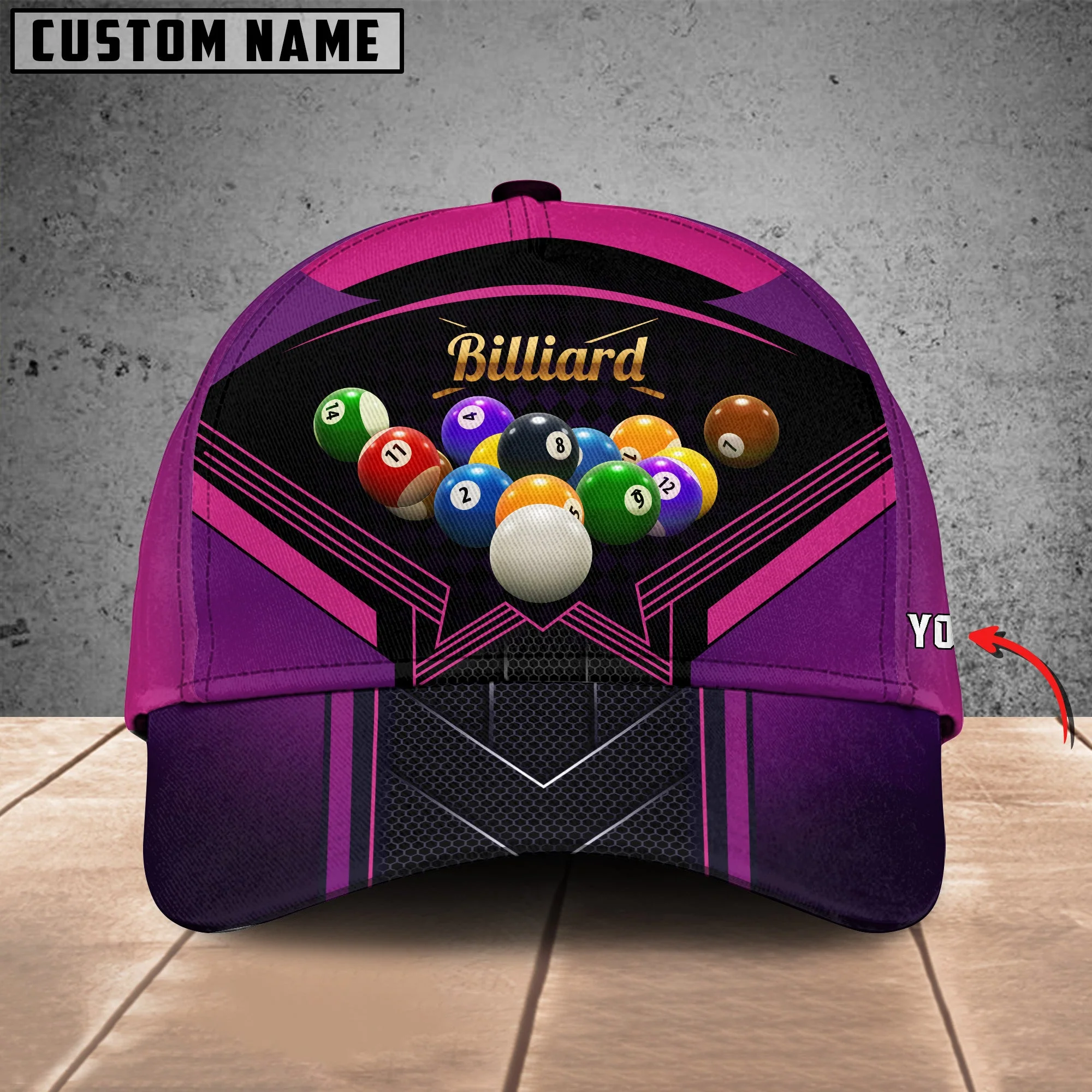 Customized Billiard Cap, Billiard Pool Customized Name 3D Hats, Best Billiard Pool Hat For Billiard Players