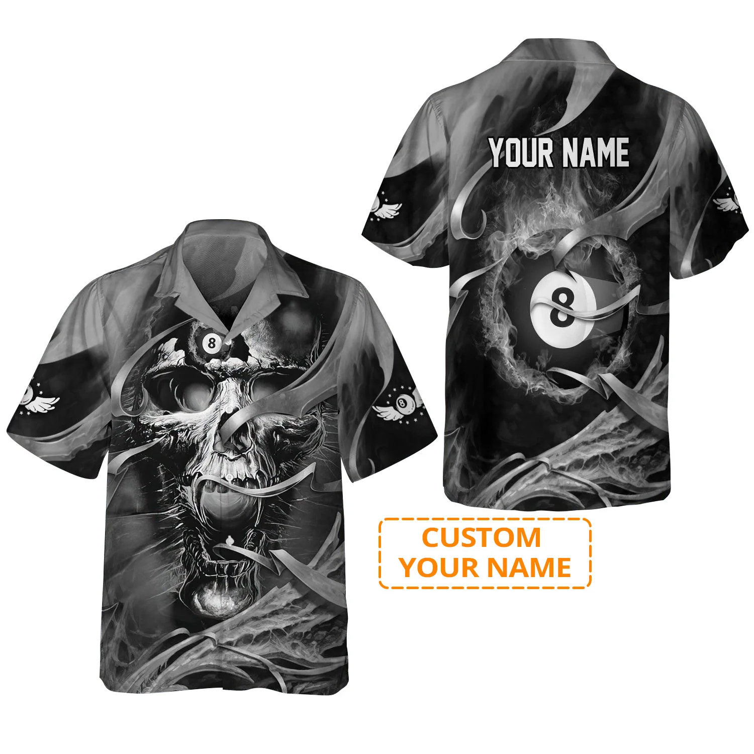 Customized Billiards Aloha Hawaiian Shirts, 8 Ball Pool Billiards, Skull Personalized Name Hawaiian Shirt For Men Women, Billiard Lovers - Image 2