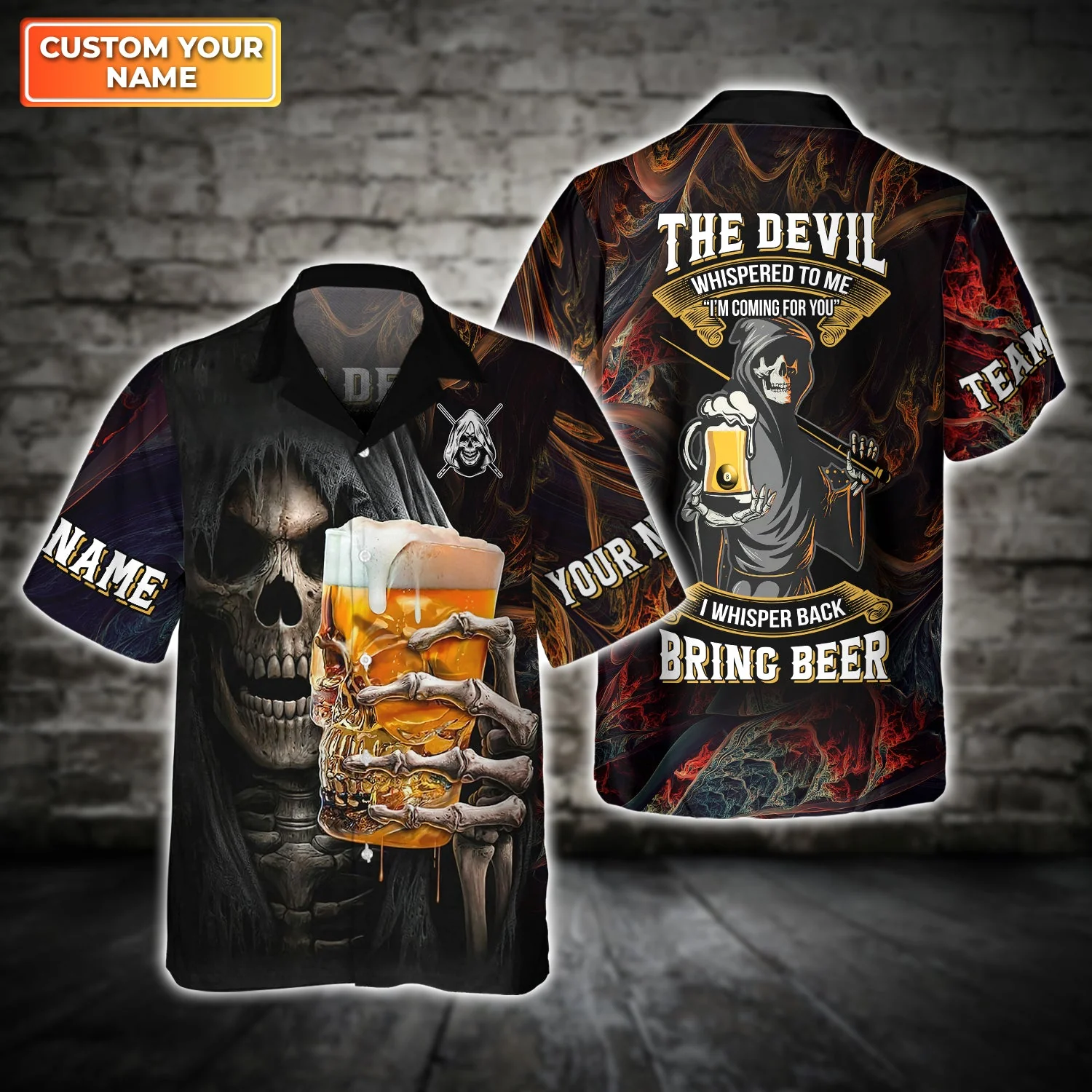 Customized Billiards Pool Beer Polo Shirt -The Devil Whispered Bring Some Beer Shirts, Outfit For Billiard Players Tad - Image 2