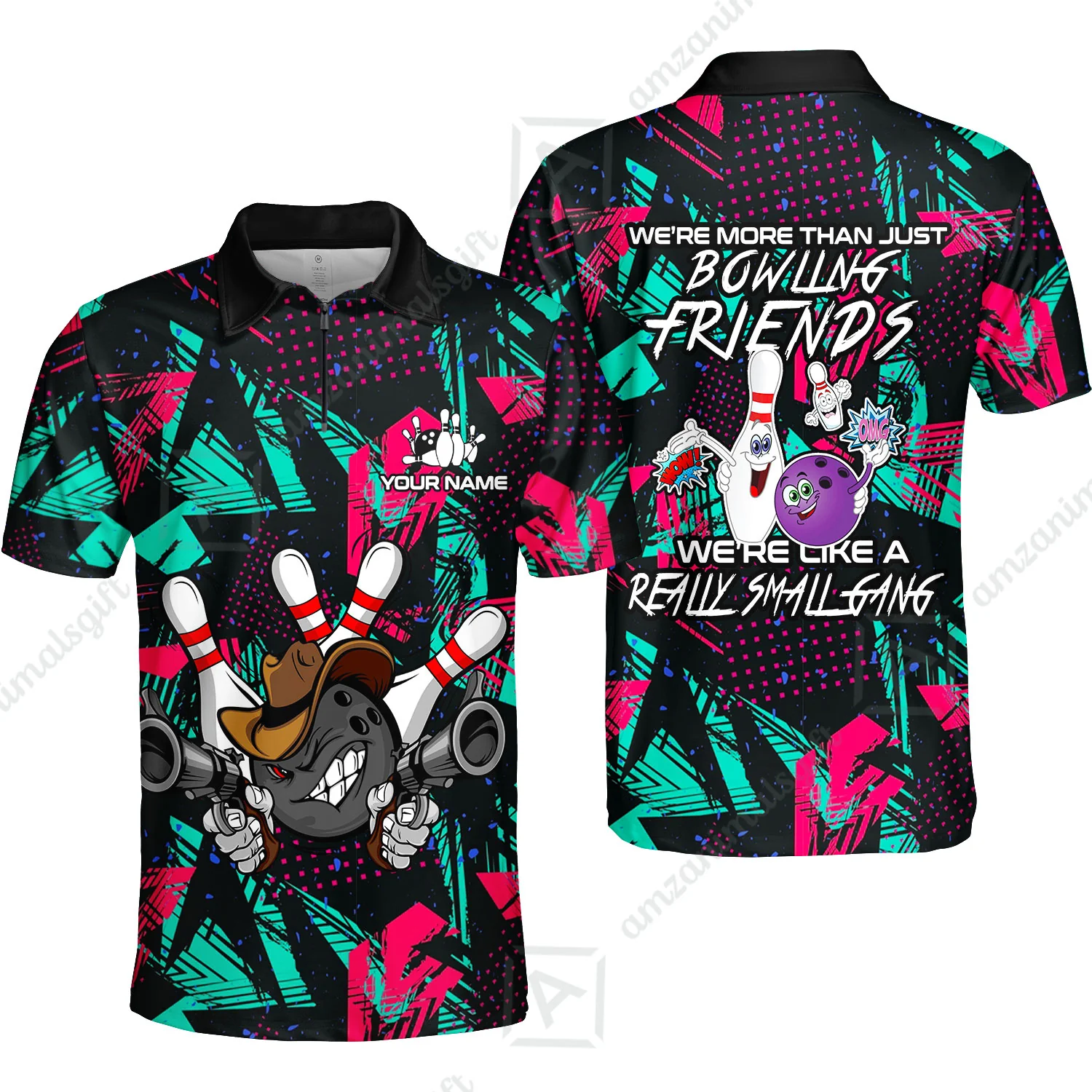 Customized Bowling Friends Polo Shirt, Really Small Gang Bowling Team Polo Shirt, Perfect Outfit For Bowlers - Image 3