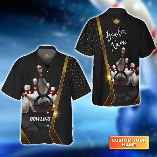 Customized Bowling Hawaiian Shirts, Bowling Pin and Ball Personalized Aloha Shirts - Gift For Bowling Lovers, Bowling Players