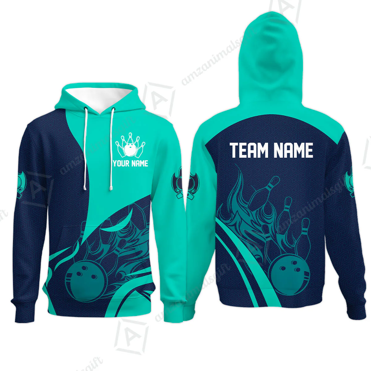 Customized Bowling Hoodie, Flame Bowling Multicolor Custom Team Uniform Hoodie, Jersey for Bowlers