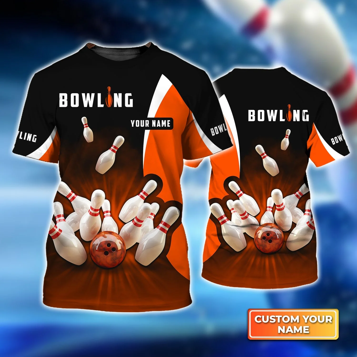 Customized Bowling Kid Youth Hawaiian Aloha Shirt, Ten Pin Strike Bowling Orange Black Children's Shirt For Son, Daughter, Family - Image 3