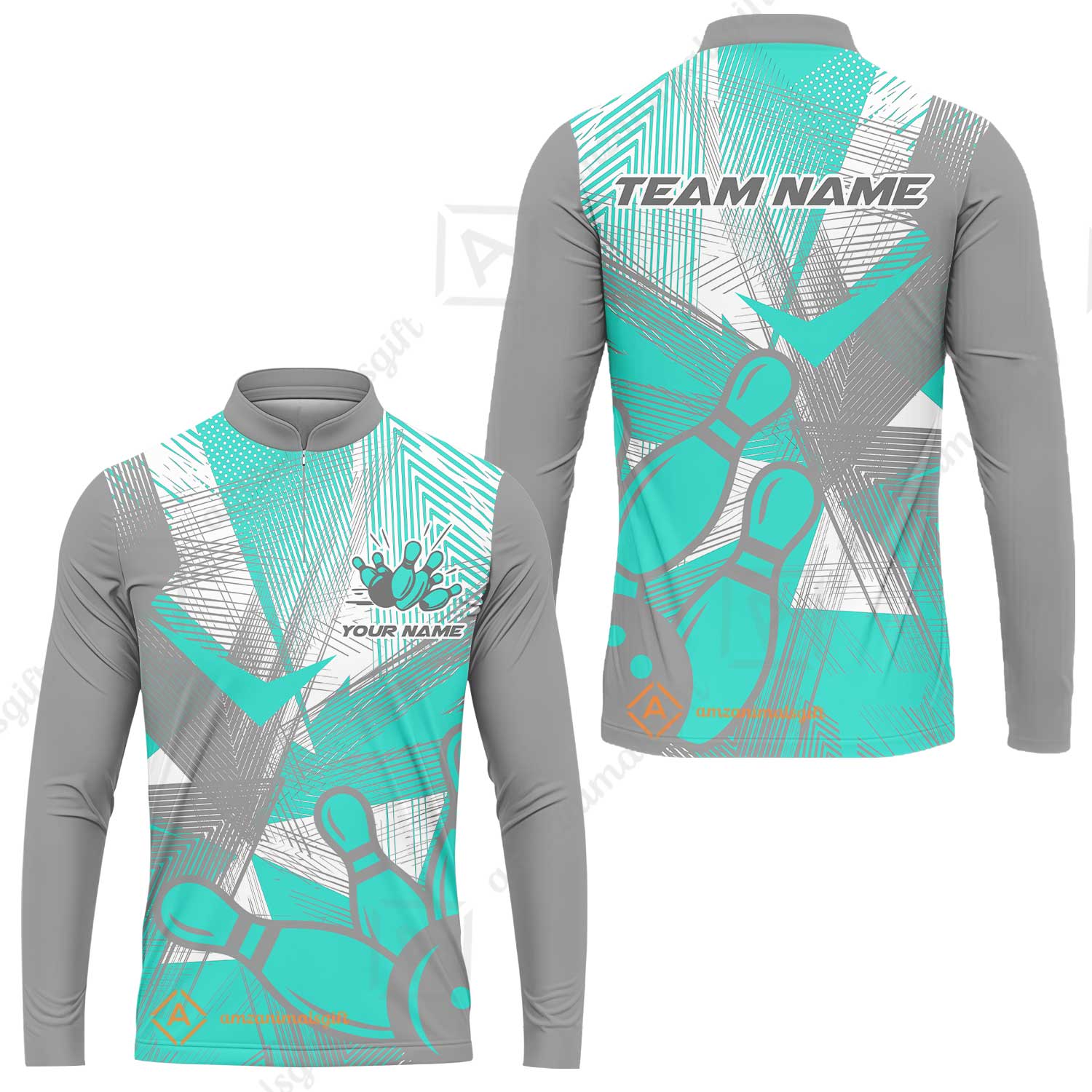 Customized Bowling Long Sleeve Jersey, Bowling Ball And Pins Esports Pattern Long Sleeve Jersey Uniform For Bowlers - Image 2