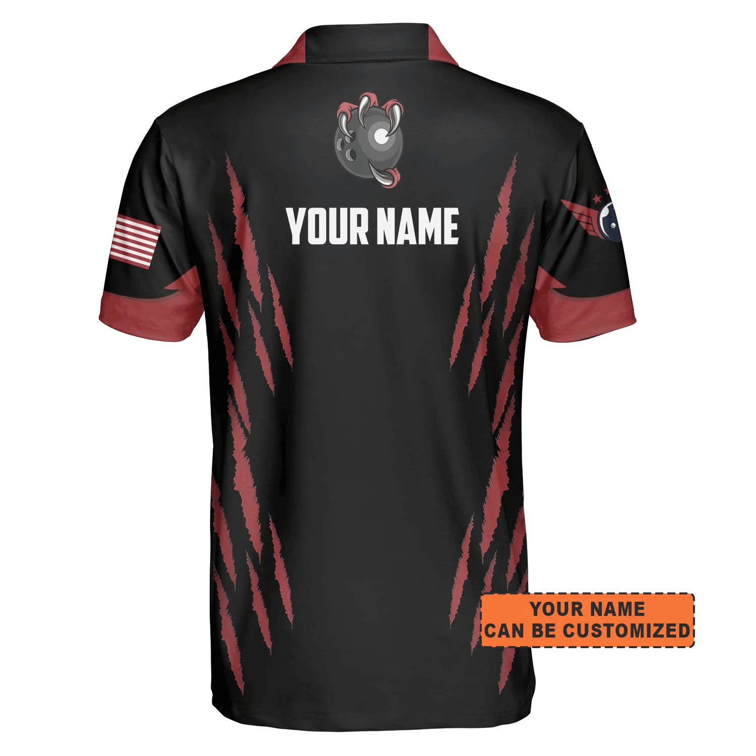 Customized Bowling Men Polo Shirt, Personalized Bowling Team Monster Custom Black And Red Polo Shirt For Men - Perfect Gift For Bowling Lovers - Image 3