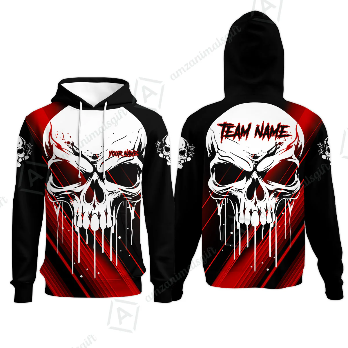 Customized Bowling Polo, Blue Skull Bowling Creepy Style Bowling jerseys Custom Name And Team Shirt - Image 67