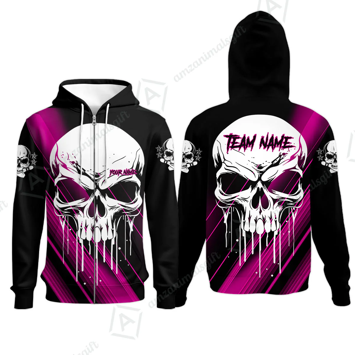 Customized Bowling Polo, Blue Skull Bowling Creepy Style Bowling jerseys Custom Name And Team Shirt - Image 72