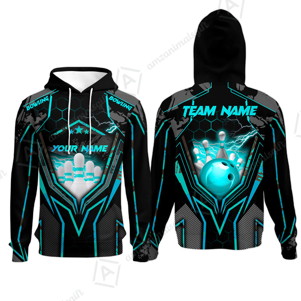 Customized Bowling Jersey, Bowling And Pins Abstract Grunge Texture X Multicolor Option Customized Name And Team Name Zipper Polo Jerseys Shirts - Image 14