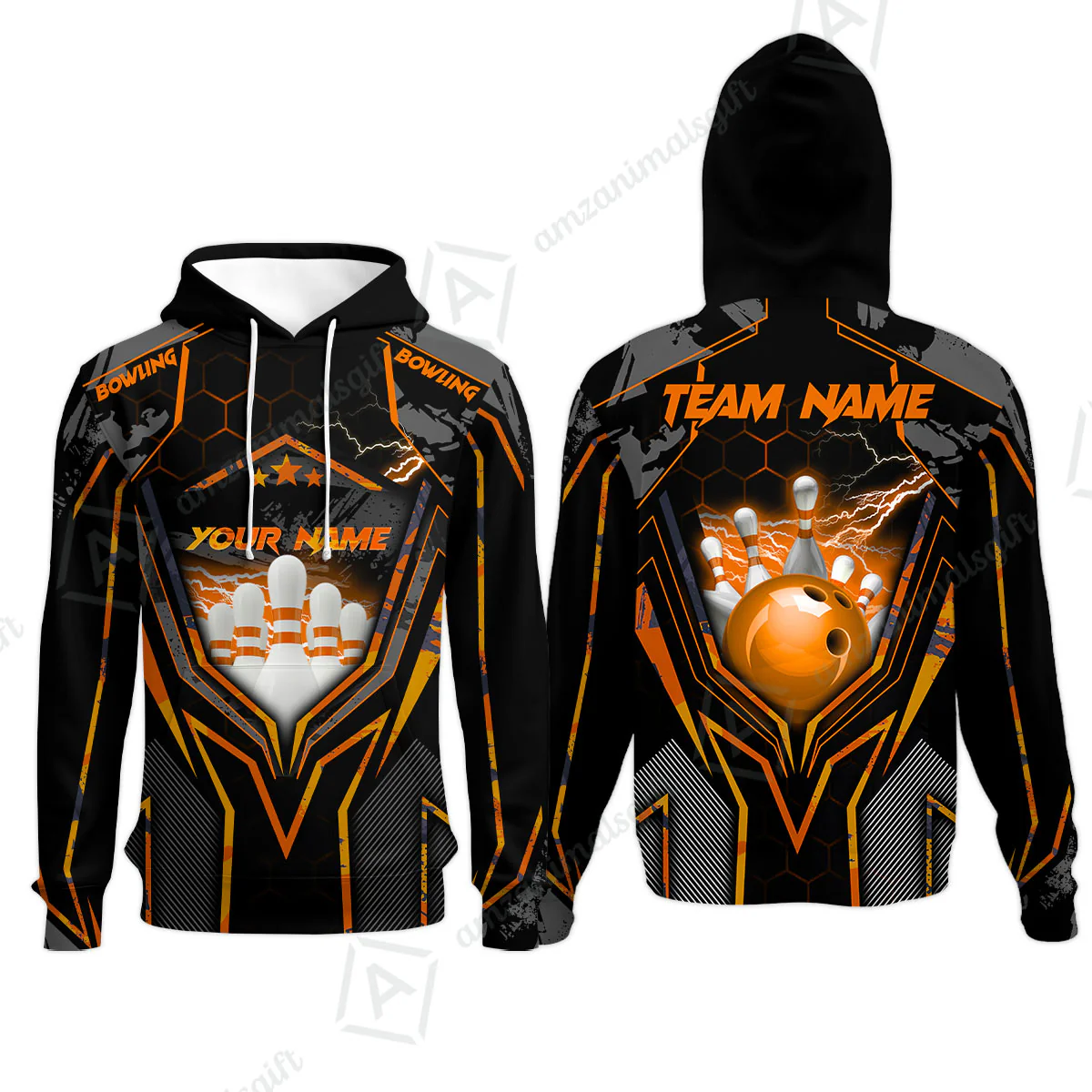 Customized Bowling Jersey, Bowling And Pins Abstract Grunge Texture X Multicolor Option Customized Name And Team Name Zipper Polo Jerseys Shirts - Image 17