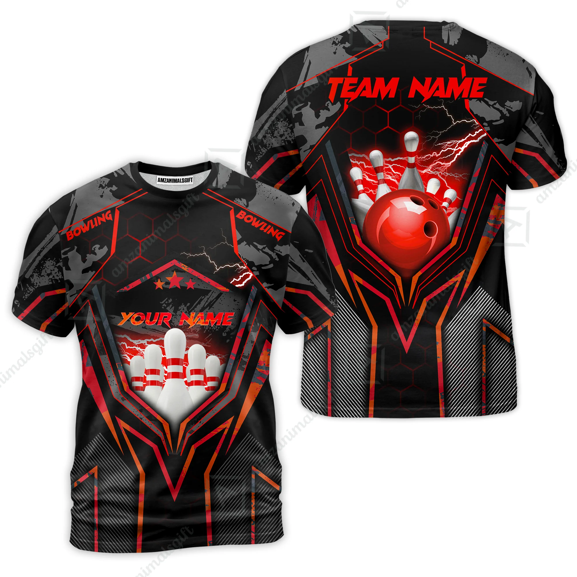Customized Bowling Jersey, Bowling And Pins Abstract Grunge Texture X Multicolor Option Customized Name And Team Name Zipper Polo Jerseys Shirts - Image 65