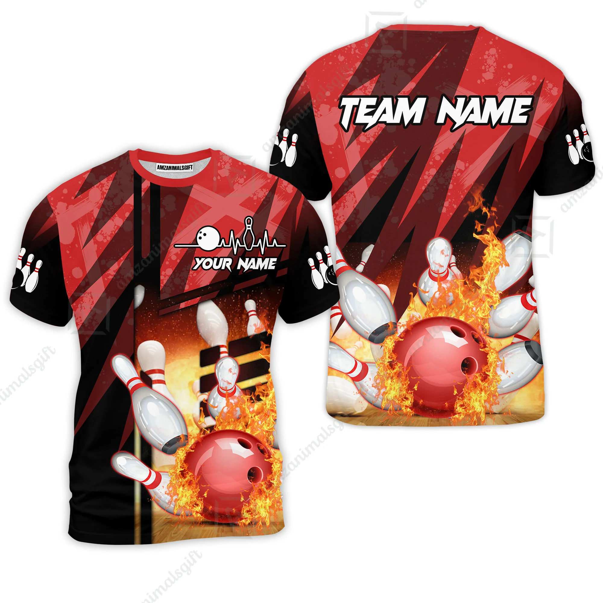 Customized Bowling Jersey Shirt, Bowling And Pins Abstract Grunge Texture XX Multicolor Option Customized Name And Team Zipper Polo Jerseys Shirts - Image 13