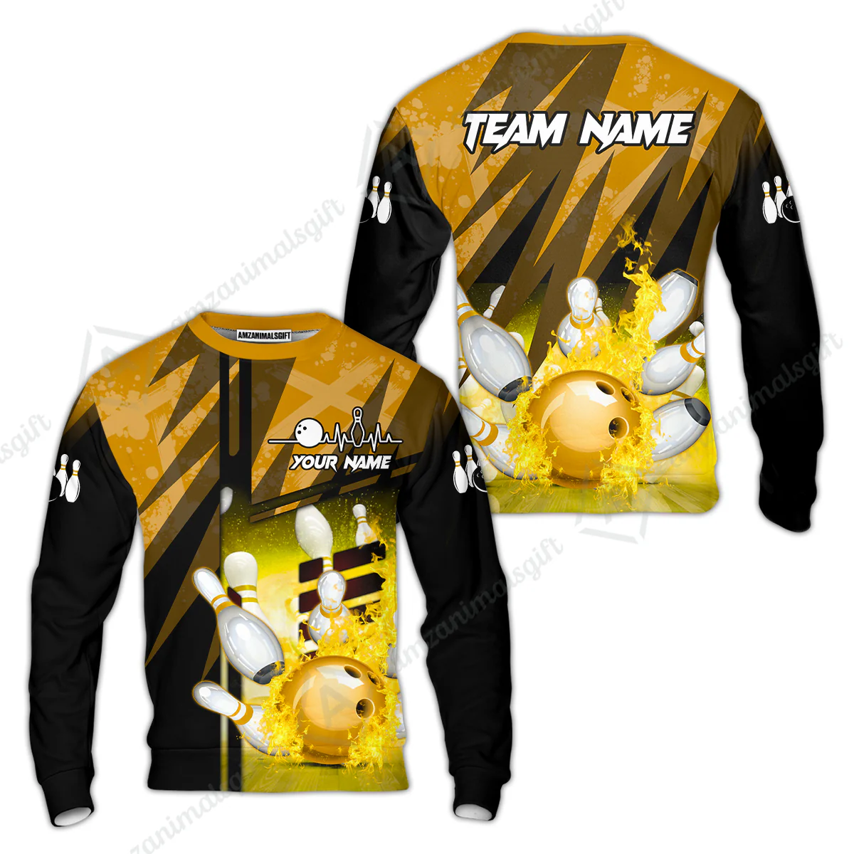 Customized Bowling Jersey Shirt, Bowling And Pins Abstract Grunge Texture XX Multicolor Option Customized Name And Team Zipper Polo Jerseys Shirts - Image 38