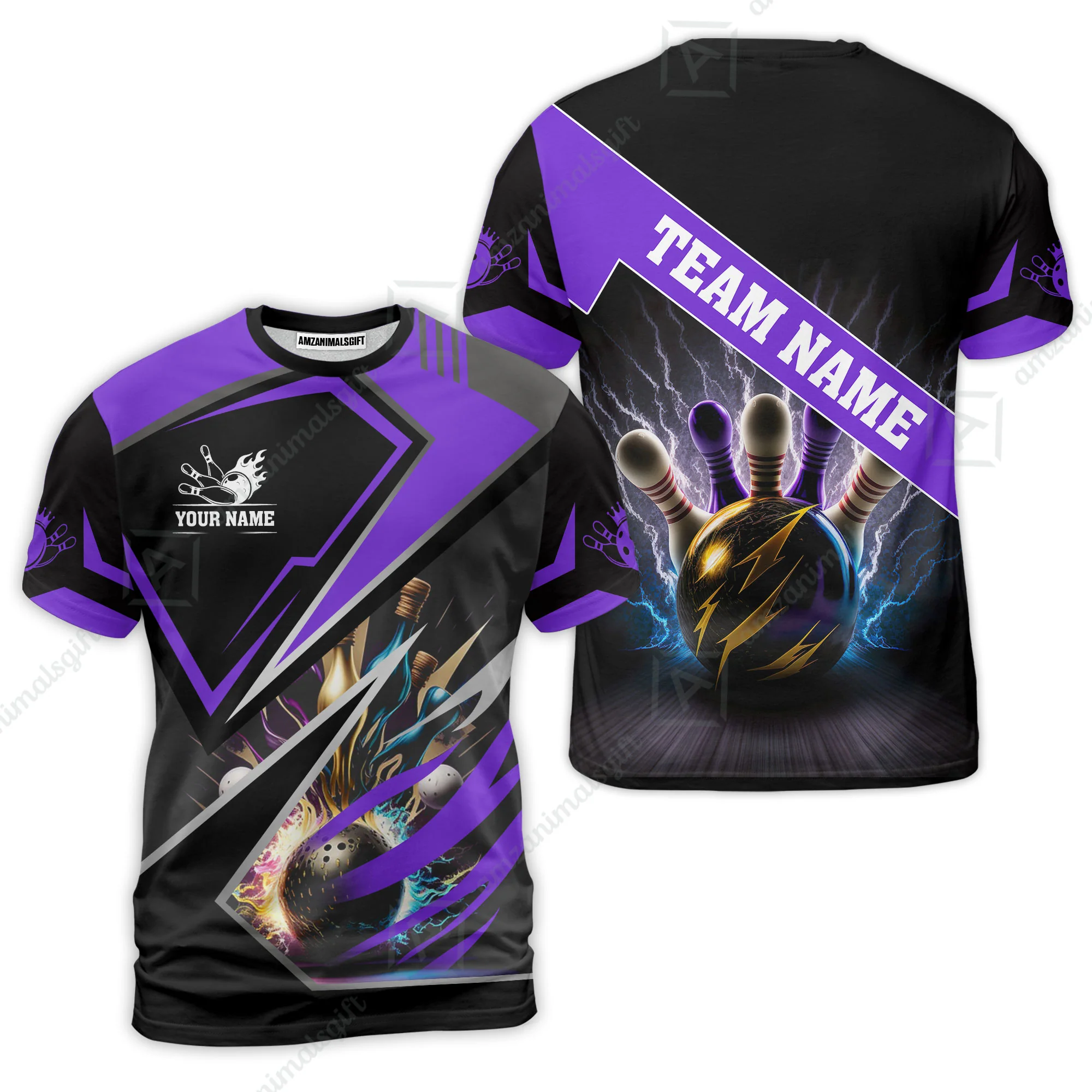 Customized Bowling Jersey Shirt, Bowling And Pins Premium Multicolor Option Customized Name And Team Zipper Polo Jerseys Shirts - Image 24
