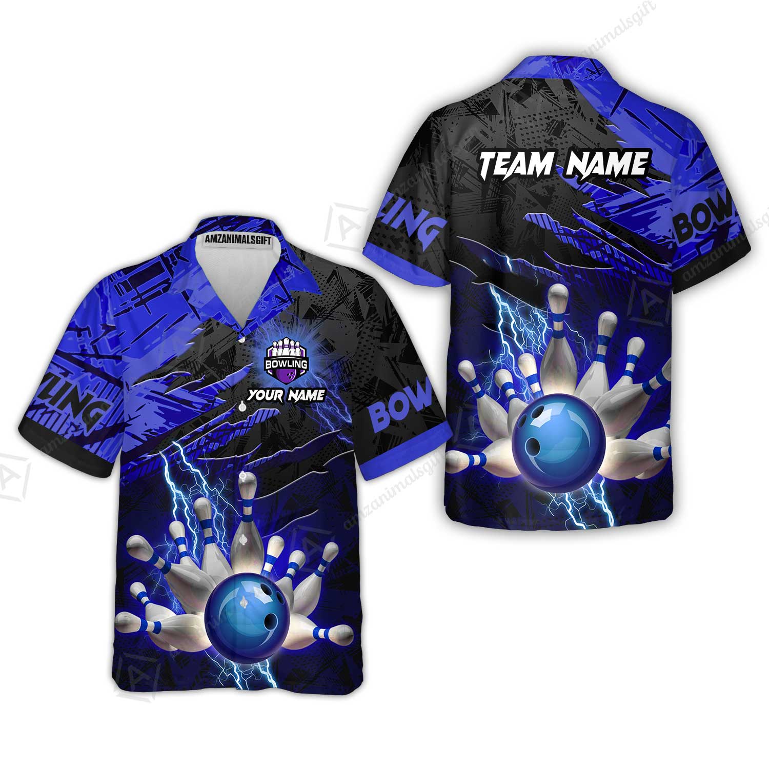 Customized Bowling Unisex Polo Shirt, Bowling And Pins Thunder Break Multicolor Option Customized Name And Team Name Zipper Polo Jerseys Shirts - Image 33
