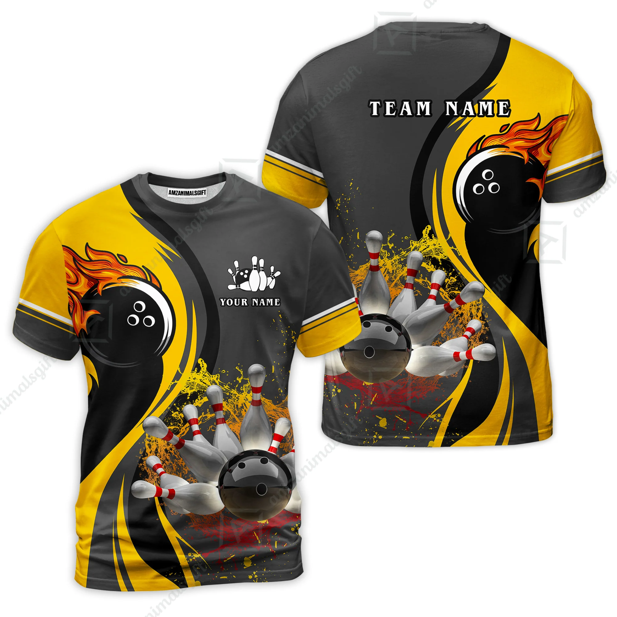 Customized Bowling Unisex Polo Shirt, Bowling And Pins Water Flow Multicolor Option Customized Name And Team Name For Bowling Team Polo Jerseys Shirts - Image 29