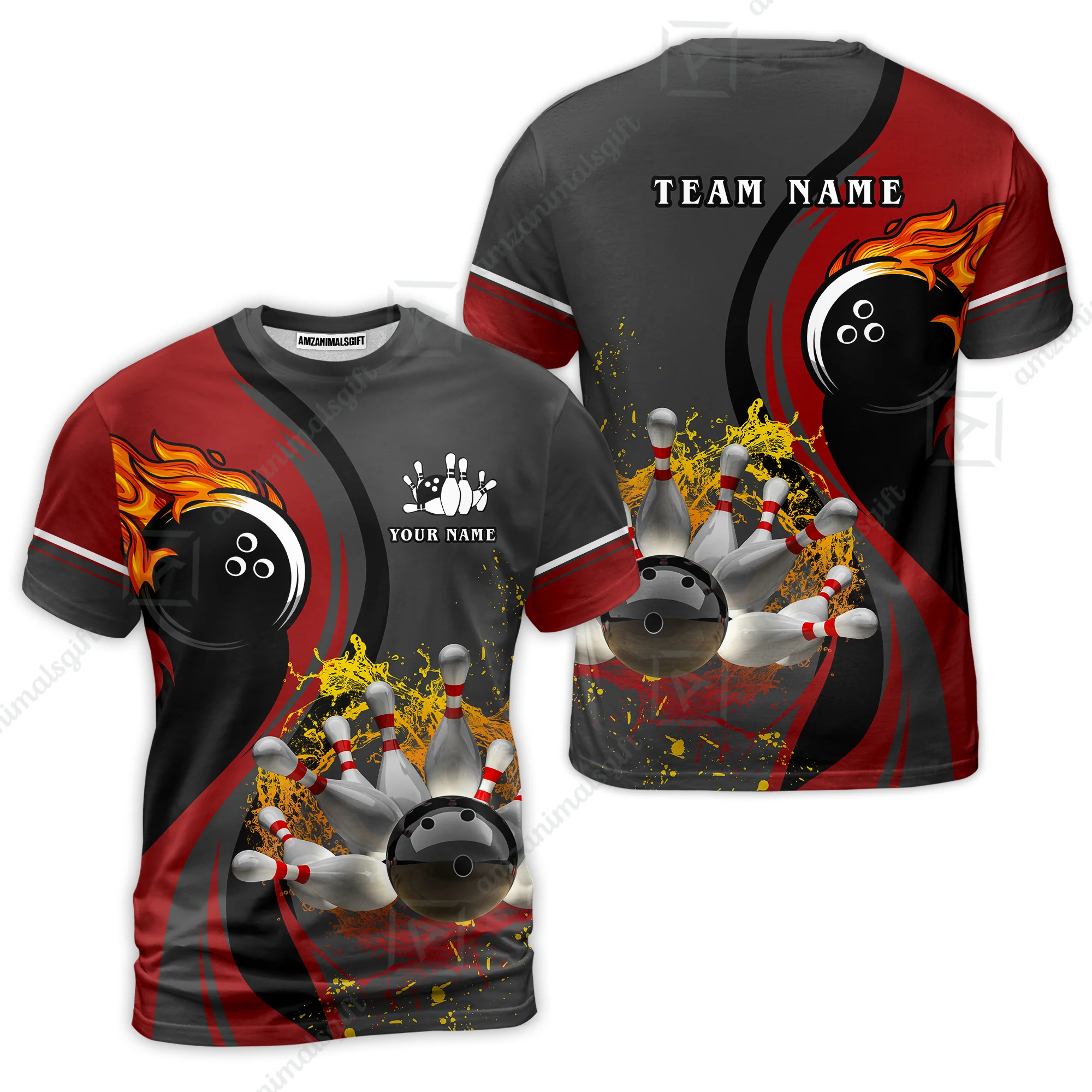 Customized Bowling Unisex Polo Shirt, Bowling And Pins Water Flow Multicolor Option Customized Name And Team Name For Bowling Team Polo Jerseys Shirts - Image 30