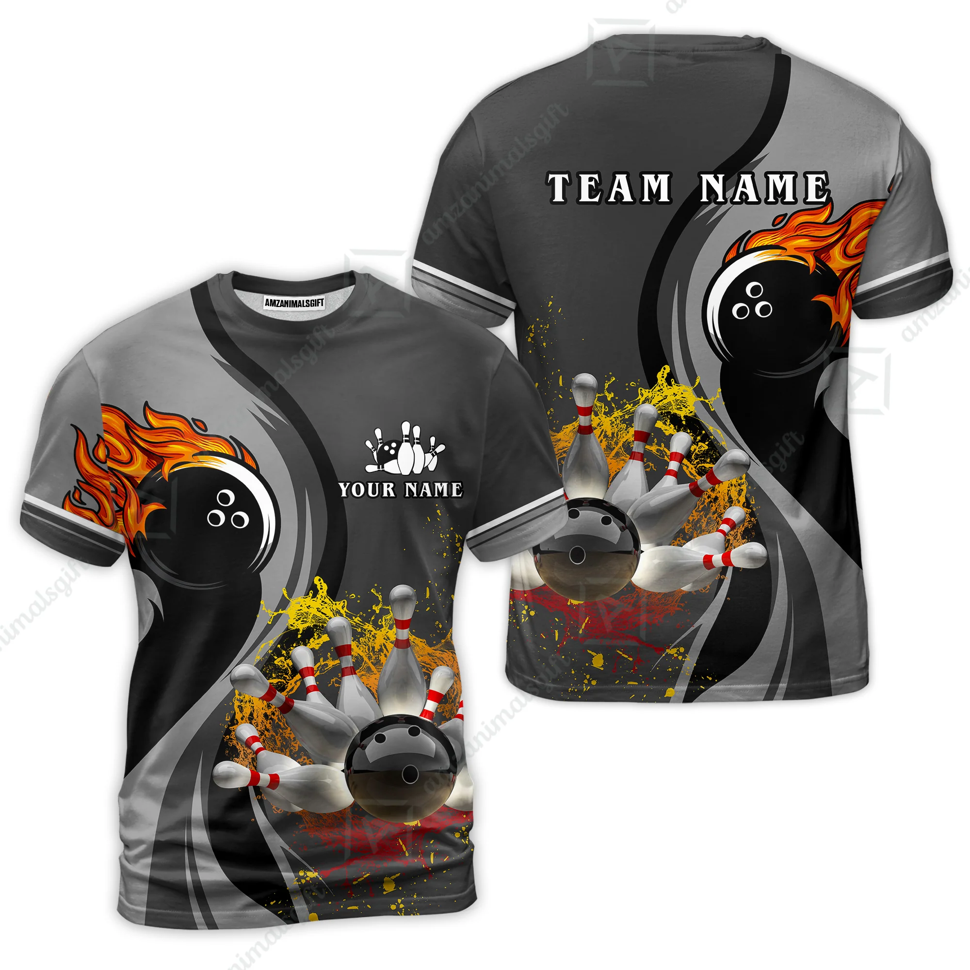 Customized Bowling Unisex Polo Shirt, Bowling And Pins Water Flow Multicolor Option Customized Name And Team Name For Bowling Team Polo Jerseys Shirts - Image 31