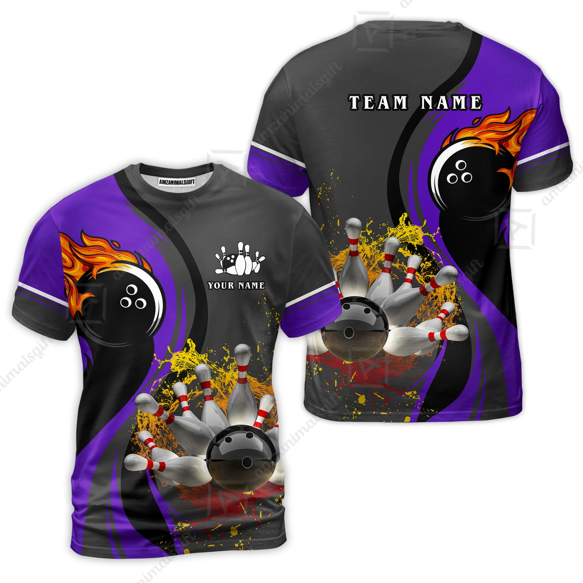 Customized Bowling Unisex Polo Shirt, Bowling And Pins Water Flow Multicolor Option Customized Name And Team Name For Bowling Team Polo Jerseys Shirts - Image 32