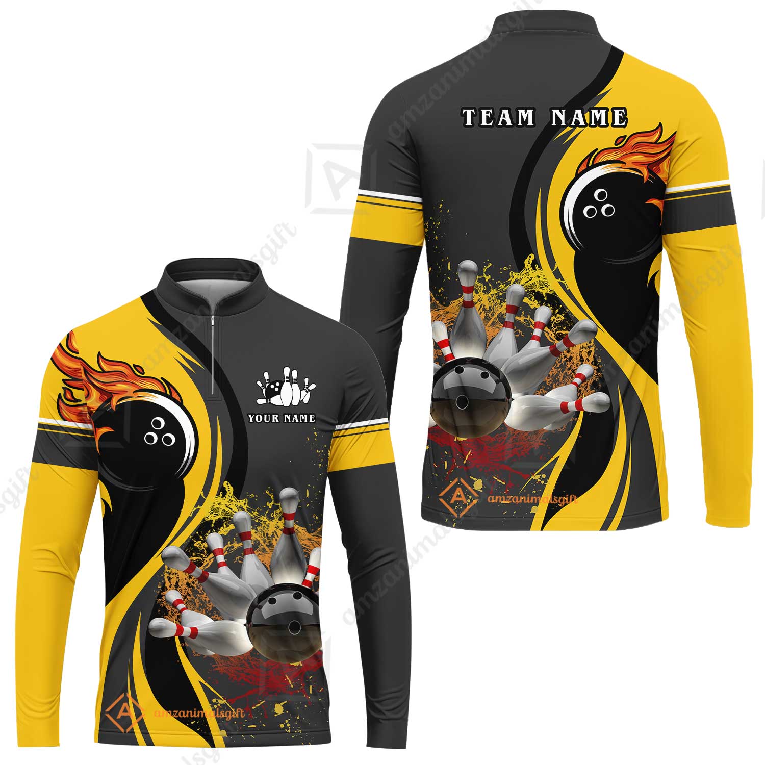 Customized Bowling Unisex Polo Shirt, Bowling And Pins Water Flow Multicolor Option Customized Name And Team Name For Bowling Team Polo Jerseys Shirts - Image 37
