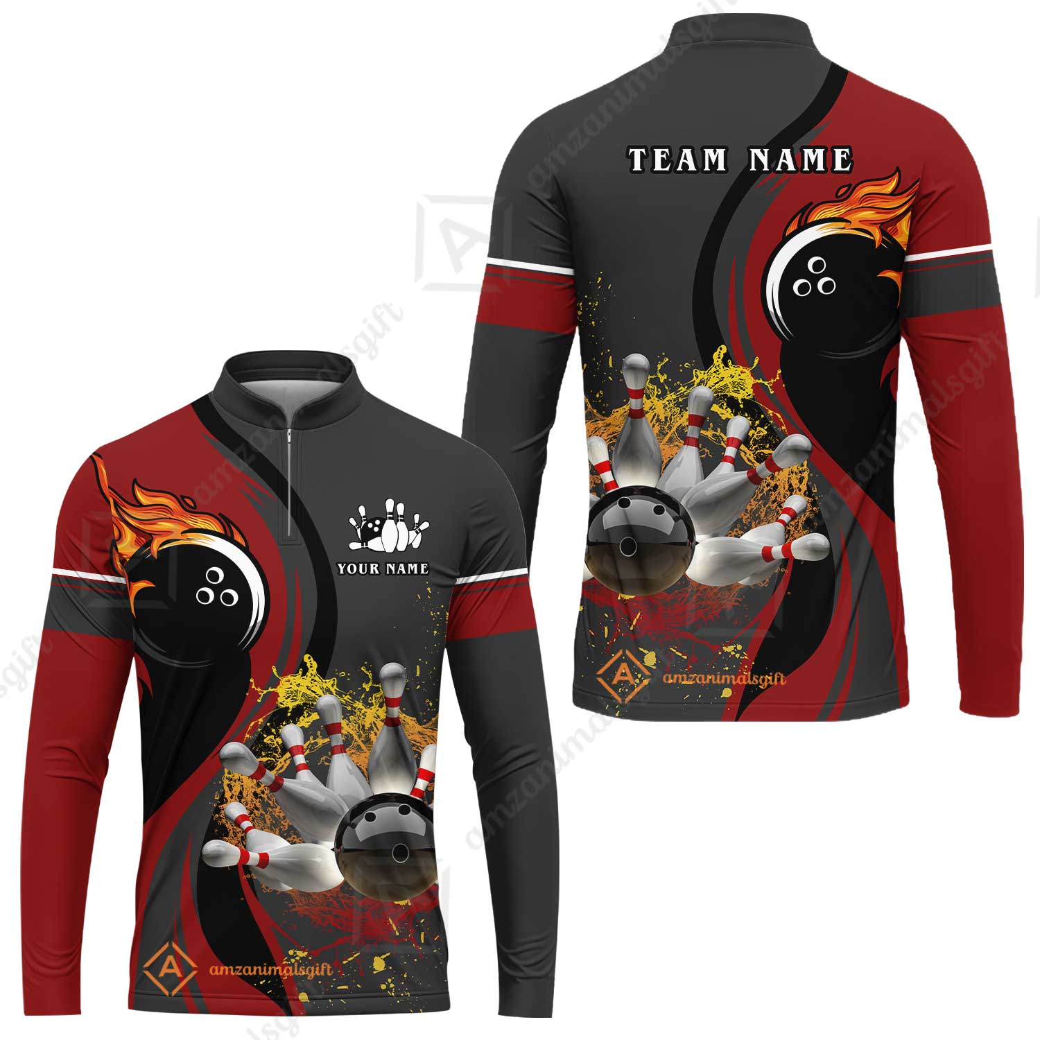 Customized Bowling Unisex Polo Shirt, Bowling And Pins Water Flow Multicolor Option Customized Name And Team Name For Bowling Team Polo Jerseys Shirts - Image 38