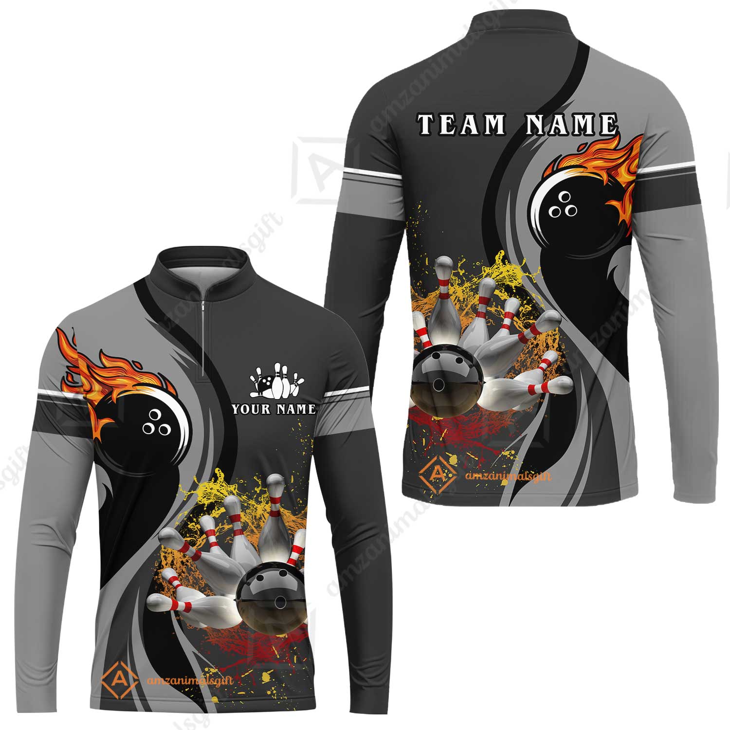 Customized Bowling Unisex Polo Shirt, Bowling And Pins Water Flow Multicolor Option Customized Name And Team Name For Bowling Team Polo Jerseys Shirts - Image 39