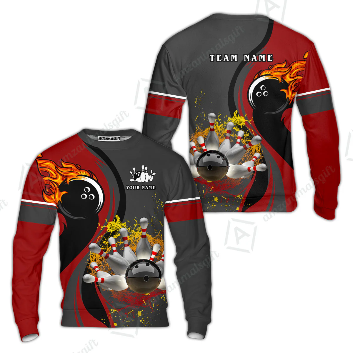 Customized Bowling Unisex Polo Shirt, Bowling And Pins Water Flow Multicolor Option Customized Name And Team Name For Bowling Team Polo Jerseys Shirts - Image 42